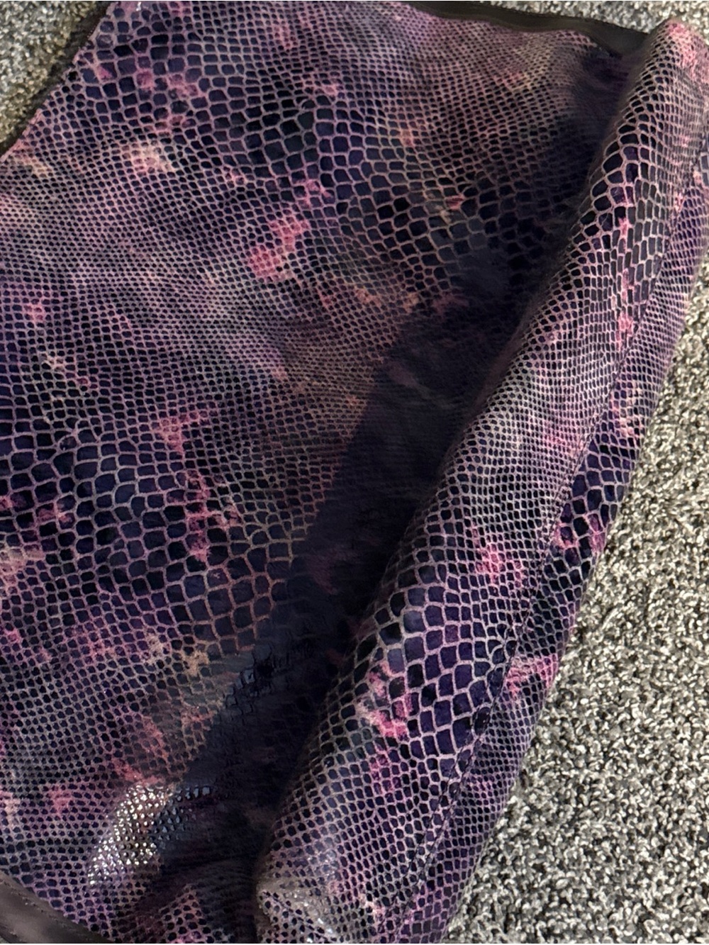 Vintage Claude Gerard Purple Snakeskin Purse Bag Paris 16.5”x10.5” France - Picture 5 of 11